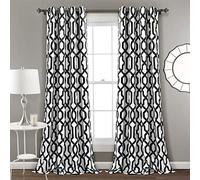 Lush Decor Edward Paire de Rideaux en Treillis filtrant la lumière pour Salon, Salle à Manger, Chambre à Coucher, Noir et Blanc, 132 x 213 cm (l x L)