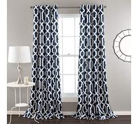 Lush Decor Edward Paire de Rideaux en Treillis filtrant la lumière pour Salon, Salle à Manger, Chambre à Coucher, Bleu Marine, 132 x 241 cm (l x L)