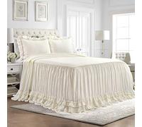 Lush Decor Ella Lot de 3 Couvre-Lits légers Style Shabby Chic avec Volants en Dentelle Ivoire