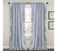 Lush Decor Farmhouse Reyna Paire de Rideaux de fenêtre à Volants Bleu Marine 132,1 x 213,4 cm