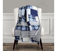 Lush Decor Greenville Couvre-lit, Coton, Bleu, 60 inches x 50 inches