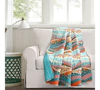 Lush Decor Hailey Couverture réversible en Coton Motif Vague Aquarelle Turquoise 152,4 x 127 cm