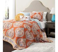 Lush Decor Harley Parure de lit 5 pièces en Coton Mandarine pour lit Double/Grand lit Mandarine