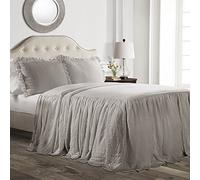 Lush Decor Jeté de lit à Volants en Polyester, Gris, lit jumeau