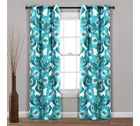 Lush Decor Julie Paire de Rideaux de fenêtre isolants à œillets 100% occultants, pour Salon, Chambre et Salle à Manger, Motif Floral printanier Bleu et Bleu Sarcelle, 96,5 x 241,3 cm (l x L)