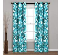 Lush Decor Julie Paire de Rideaux de fenêtre isolants à œillets 100% occultants, pour Salon, Chambre et Salle à Manger, Motif Floral printanier Bleu et Bleu Sarcelle, 96,5 x 213,4 cm (l x L)