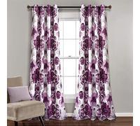 Lush Decor Leah Paire de Rideaux de fenêtre filtrants pour Salon, Chambre et Salle à Manger, Motif Floral printanier Aquarelle Violet et Gris, 132,1 x 213,4 cm (l x L)