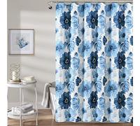 Lush Decor Leah Rideau de Douche à Motif Floral, décoration printanière, Fleurs colorées, Joli Rideau, décoration de Salle de Bain Rustique, Bleu Marine et Blanc,183 x 183 cm (l x L)
