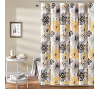 Lush Decor Leah Rideau de Douche Extra Long à Motif Floral, Joli Rideau de Douche, Fleurs colorées, décoration de Salle de Bain Rustique, Jaune et Gris, 182,9 x 213,4 cm (l x L)