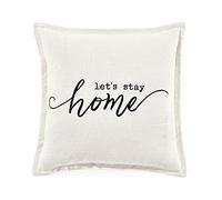 Lush Decor Let's Stay Home Script Housse de Coussin décorative Simple 50,8 x 50,8 cm Blanc