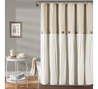 Lush Decor Linen Button Shower Curtain Rideau de Douche à Boutons en Lin, Mélange de Coton, W 72" x L 72" (1 Panels)