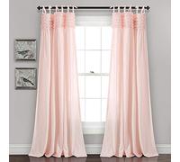 Lush Decor Lot de 1 Rideau de fenêtre à Volants pour Salon, Salle à Manger, Chambre à Coucher (Paire), Polyester, Rose pâle, 101,6 cm de Large x 213,4 cm de Long