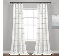 Lush Decor Lot de 2 Rideaux de fenêtre en Coton Teint à Rayures ombrées - Détails colorés à Rayures - 2 Panneaux de fenêtre - 101,6 cm de Large x 241,3 cm de Long, Jaune et Gris