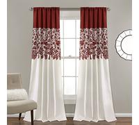 Lush Decor, Lot de 2 Rideaux occultants à imprimé de Jardin pour Salon, Salle à Manger, Chambre à Coucher (241,3 x 132,1 cm, 241,3 x 132,1 cm, Rouge