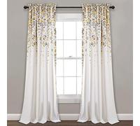 Lush Decor Lot de 2 Rideaux occultants pour fenêtre Motif Fleurs pleurantes Jaune et Gris 213,4 x 132,1 cm