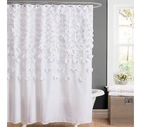 Lush Decor Lucia Rideau de Douche 182,9 x 182,9 cm, Polyester, Blanc, 72" x 72"