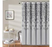 Lush Decor Lucia Rideau de Douche en Polyester, Gris, 182,9 cm de Large x 182,9 cm de Long (Lot de 1)