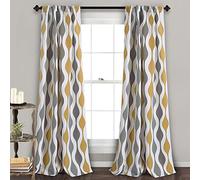 Lush Decor Mid Century Geo Paire de Rideaux de fenêtre occultants en Polyester, doré et Gris, 274,3 x 132,1 cm