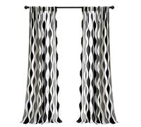 Lush Decor Mid Century Geo Paire de Rideaux occultants pour fenêtre - 132,1 cm de Large x 213,4 cm de Long, Noir et Gris