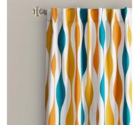 Lush Decor Mid Century Geo Paire de Rideaux occultants pour fenêtre - 213,4 cm x 132,1 cm - Turquoise et Orange