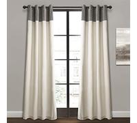 Lush Decor Milo Paire de Rideaux de fenêtre en Lin, 213,4 x 132,1 cm, Gris et Blanc cassé, Gris