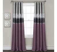 Lush Decor Night Sky Panneau de Rideau de fenêtre doublé 100% occultant, Simple, 106,7 cm de Large x 213,4 cm de Long, Violet et Gris - Paillettes Scintillantes et Blocs de Couleur - Décoration