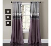 Lush Decor Night Sky Panneau de Rideau de fenêtre Simple, 106,7 cm de Large x 213,4 cm de Long, Violet et Gris - Rideaux à Paillettes - Design Scintillant et Bloc de Couleurs - Décoration Glamour