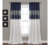 Lush Decor Night Sky Panneau pour Salon, Chambre à Coucher, Salle à Manger (Rideau Simple), 213,4 x 106,7 cm, Bleu Marine et Blanc