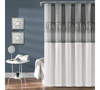 Lush Decor Night Sky Rideau de Douche en Polyester, Gris et Blanc, x 183 cm