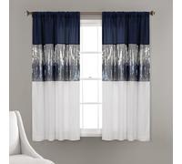 Lush Decor Night Sky Rideau de fenêtre (Panneau Simple) Bleu Marine et Blanc 160 x 106,7 cm