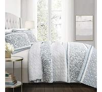Lush Decor Nisha Parure de lit 3 pièces, lit Double/Grand lit, Bleu