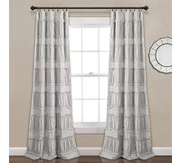 Lush Decor Nova Paire de Rideaux à Volants pour fenêtre Gris 241,3 cm de Long x 106,7 cm de Large