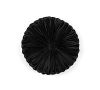 Lush Decor Oreiller décoratif Rond plissé en Velours Doux, 38,1 cm, Noir