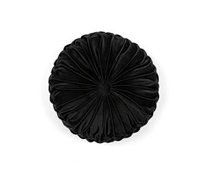 Lush Decor Oreiller décoratif Rond plissé en Velours Doux, 38,1 cm, Noir