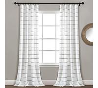 Lush Decor Paire de Rideaux de fenêtre en Coton Teint à Rayures ombrées, 101,6 cm de Large x 213,4 cm de Long, Gris