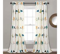 Lush Decor Paire de Rideaux de fenêtre filtrant la lumière, imprimé Floral Multicolore, Rideaux pour Chambre à Coucher, Salon ou Salle à Manger, Oiseaux colorés, 132,1 cm de Large x 213,4 cm de Long