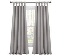 Lush Decor, Paire de Rideaux occultants à Pattes nouées à Isolation Thermique Gris Clair 213,4 x 132,1 cm 213,4 x 132,1 cm