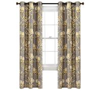 Lush Decor Paire de Rideaux occultants pour fenêtre Motif Oiseau et Fleur Gris et Jaune 84 x 38 cm
