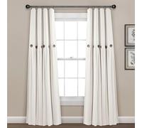 Lush Decor Panneau de Rideau de fenêtre 100% occultant doublé à Boutons en Lin (Panneau Simple), 213,4 cm (L) x 101,6 cm (L), Blanc cassé