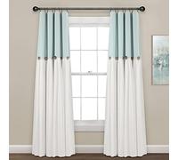 Lush Decor Panneau de Rideau de fenêtre 100% occultant en Lin (Panneau Simple), 213,4 cm (L) x 101,6 cm (L), Bleu et Blanc