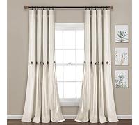 Lush Decor Panneau de Rideau de fenêtre à Boutons en Lin, Simple, 101,6 x 274,3 cm (l x L), Blanc cassé - Rideaux de Campagne - Décor Rustique - Rideaux de Ferme Modernes à Blocs de Couleurs pour