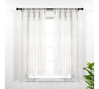 Lush Decor Panneau de rideau de fenêtre en coton texturé macramé bohème, panneau simple, 101,6 cm de large x 160 cm de long, blanc - Rideau de porte - Séparateur de pièce, mariage ou décoration murale