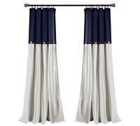 Lush Decor Panneau de Rideau de fenêtre en Lin à Boutons - Panneau Simple - Rideau Moderne de Ferme - Design plissé aux Couleurs contrastées avec Bouton en cosse de Noix de Coco - 101,6 cm de Large x