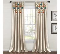 Lush Decor Panneau de Rideau de fenêtre en Lin avec Pompons de Style bohème (Panneau Simple), 213,4 cm (L) x 132,1 cm (L), Turquoise et Orange
