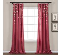 Lush Decor Panneau décoratif de Rideau en Fleurs, Red, Curtain