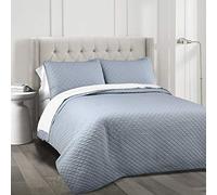 Lush Decor Parure de lit 3 pièces avec Couvre-lit surdimensionné en Coton et Polyester, Bleu, lit Double/Grand lit