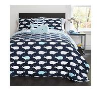 Lush Decor Parure de lit réversible 4 pièces pour Enfants avec Couvre-oreillers et taies d'oreiller décoratifs, Polyester, Bleu Marine, lit jumeau