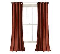 Lush Decor Prima Ensemble de Rideaux occultants en Velours de Couleur Unie pour Salon, Salle à Manger, Chambre à Coucher (Paire), 213,4 cm de Long, Rouille