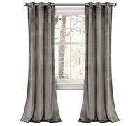 Lush Decor Prima - Lot de 2 Rideaux de fenêtre en Velours filtrant la lumière pour Salon, Salle à Manger, Chambre à Coucher (Paire), 96,5 x 213,4 cm (l x L), Gris