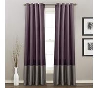 Lush Decor Prima Paire de Rideaux de fenêtre Blanc/Gris pour Salon, Salle à Manger, Chambre à Coucher - 137,2 x 213,4 cm (l x L), Violet et Gris